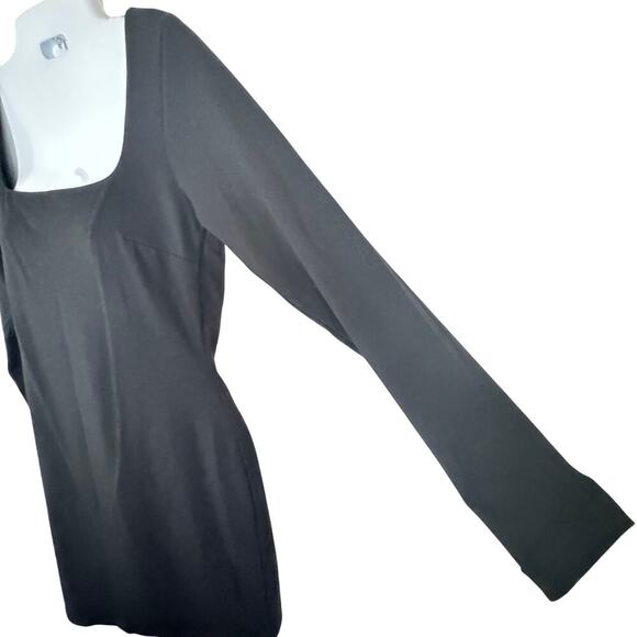 New SKIN WORLDWIDE Bodycon Square Neck Mini Long Sleeve Black Women's Sz 2 - Picture 4 of 13